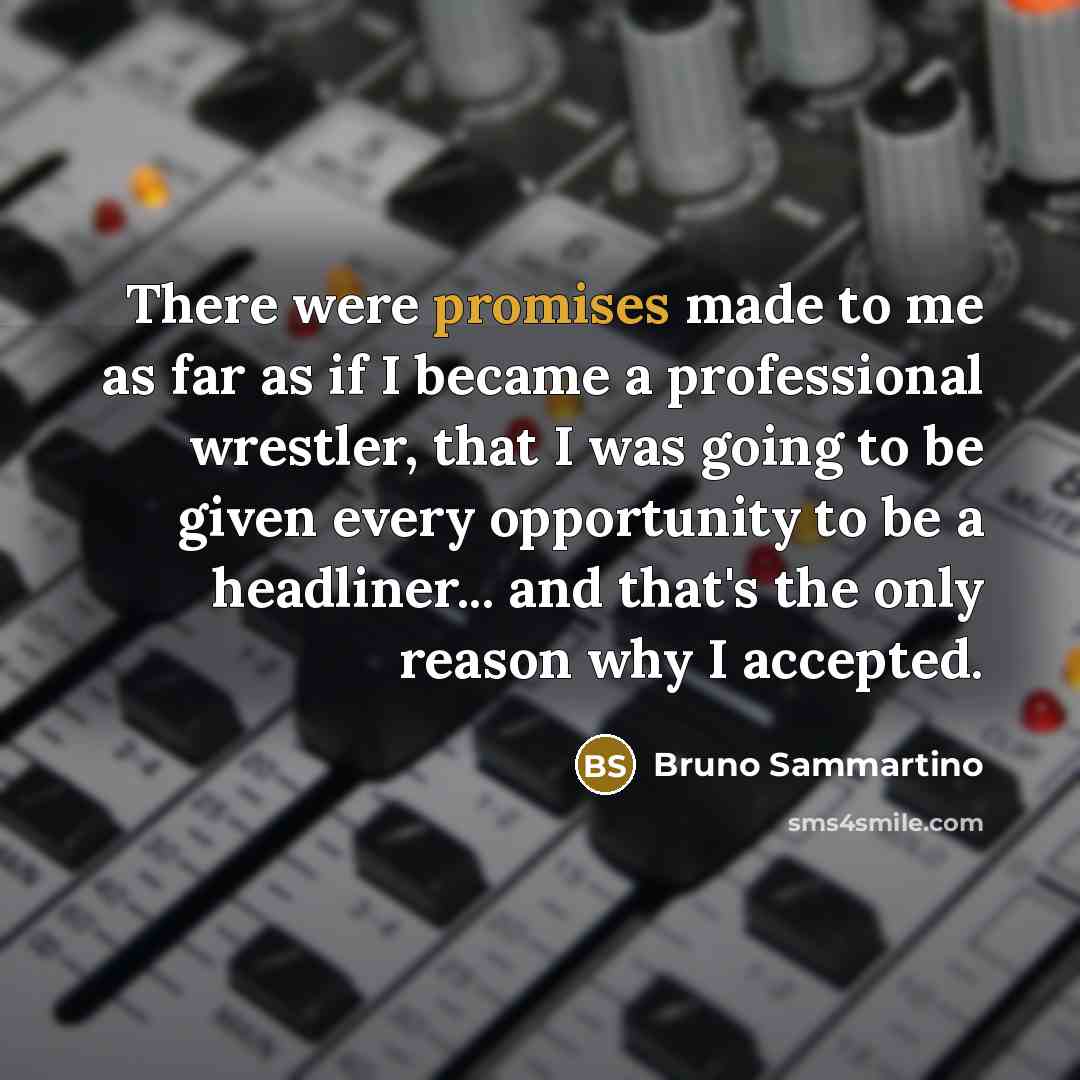 “There were promises made to me as far as if…” quote by Bruno Sammartino