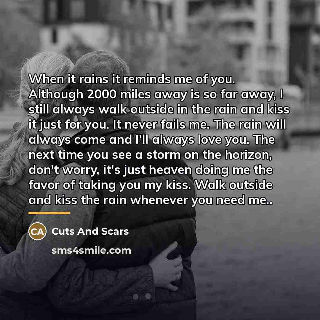 “When it rains it reminds me of you. Although 2000…” quote by Cuts And Scars