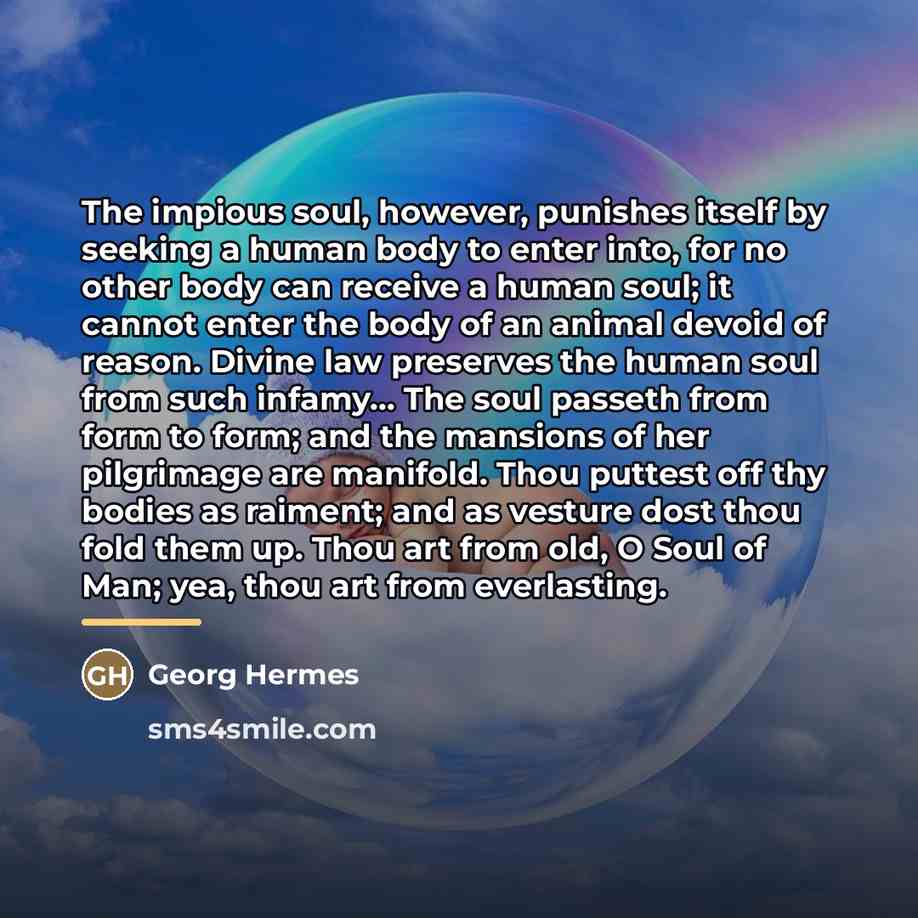 “The impious soul, however, punishes itself by seeking a human…” quote by Georg Hermes