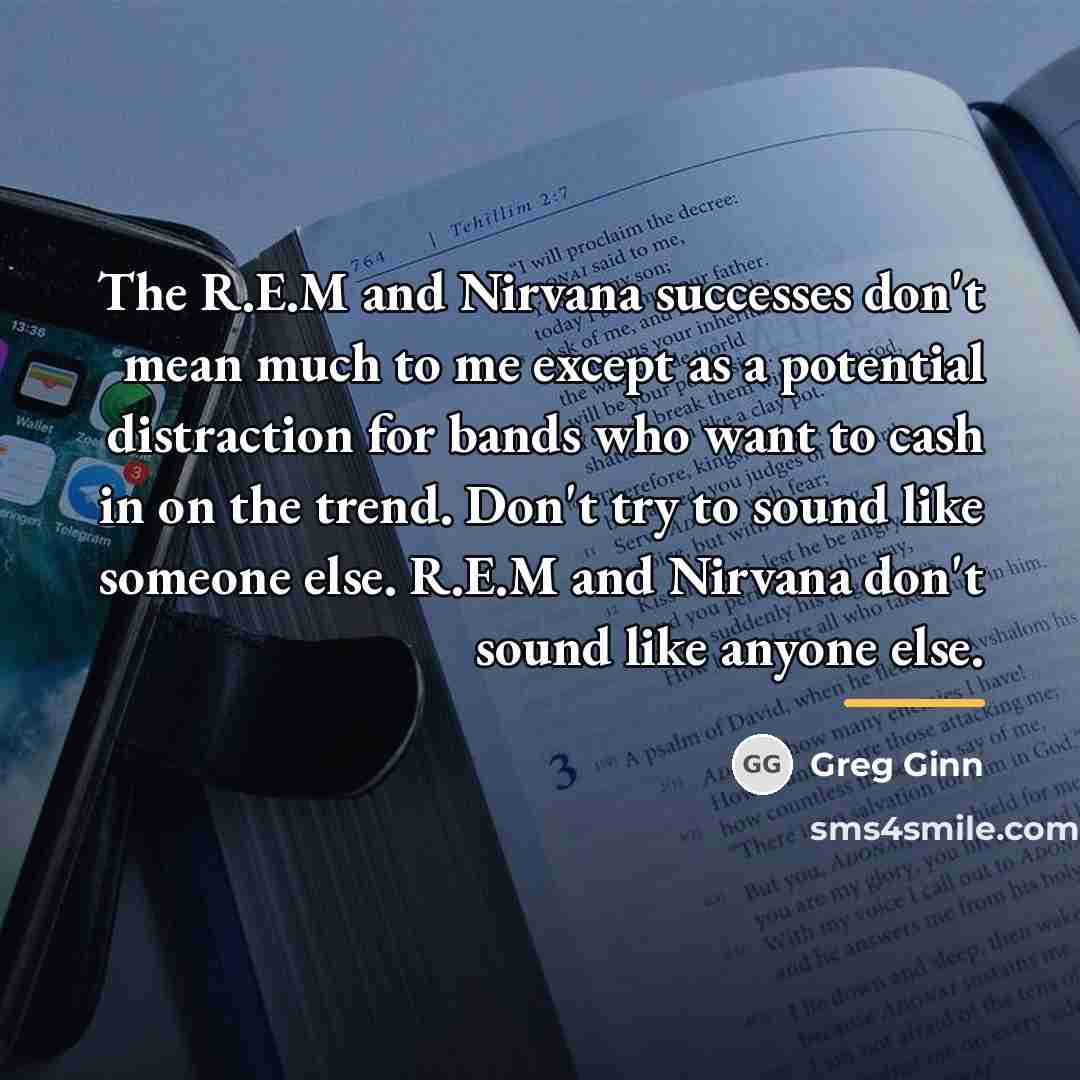 “The R.E.M and Nirvana successes don't mean much to me…” quote by Greg Ginn