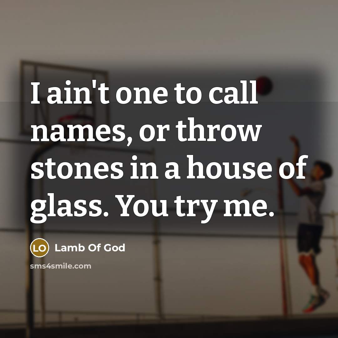 “I ain't one to call names, or throw stones in…” quote by Lamb Of God