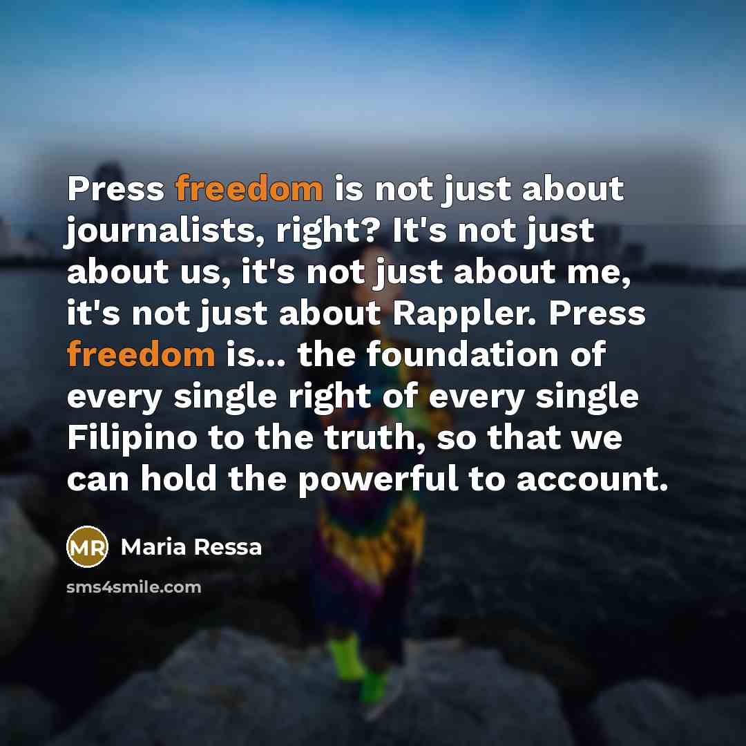 “Press freedom is not just about journalists, right? It's not…” quote by Maria Ressa