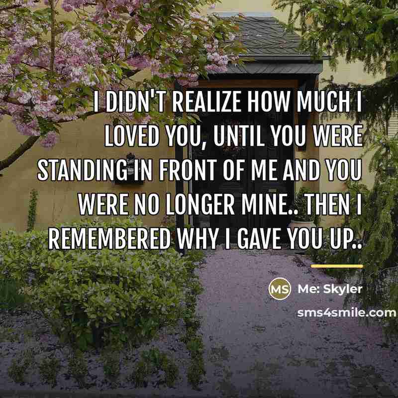 “I didn't realize how much I loved you, until you…” quote by Me: Skyler