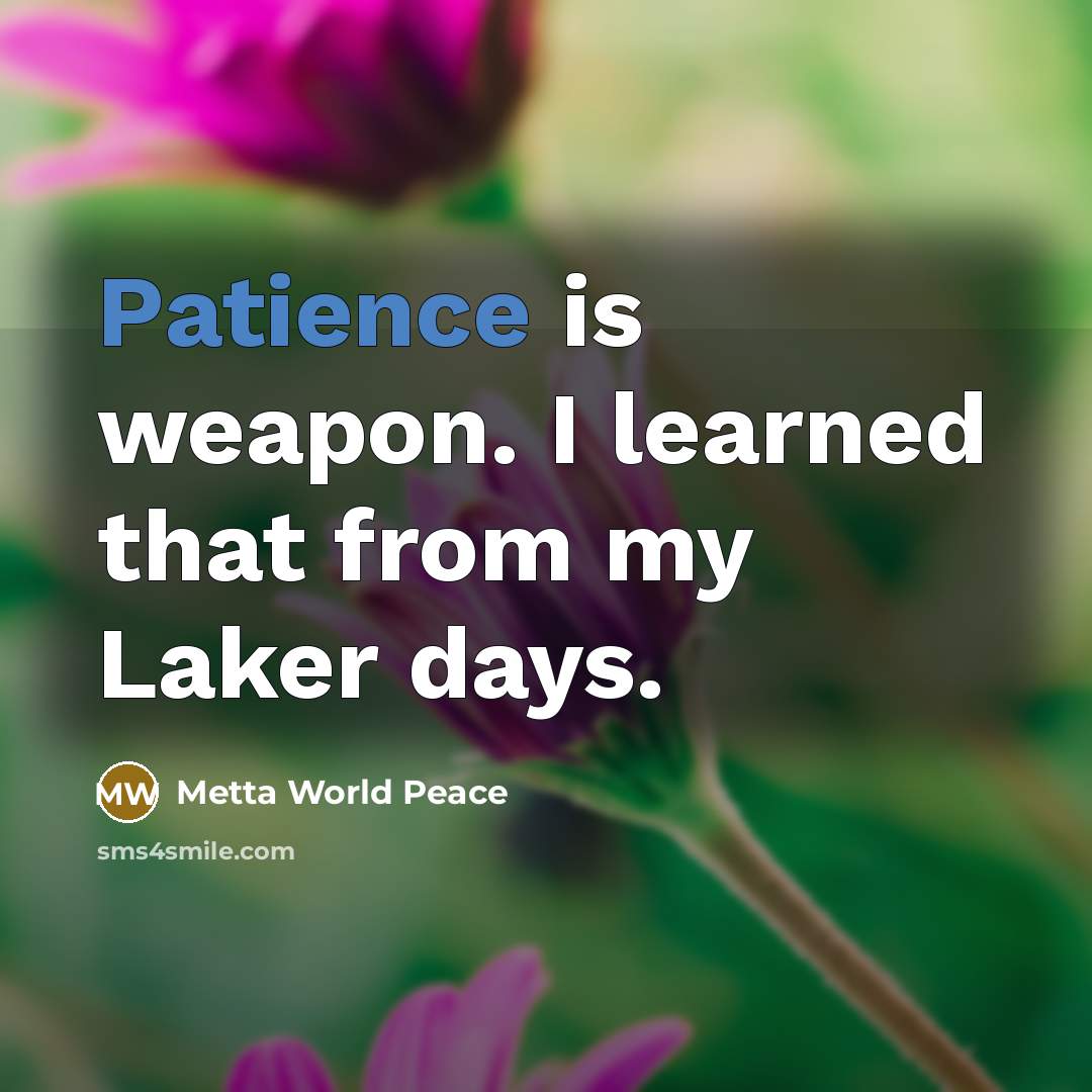 “Patience is weapon. I learned that from my Laker days.…” quote by Metta World Peace
