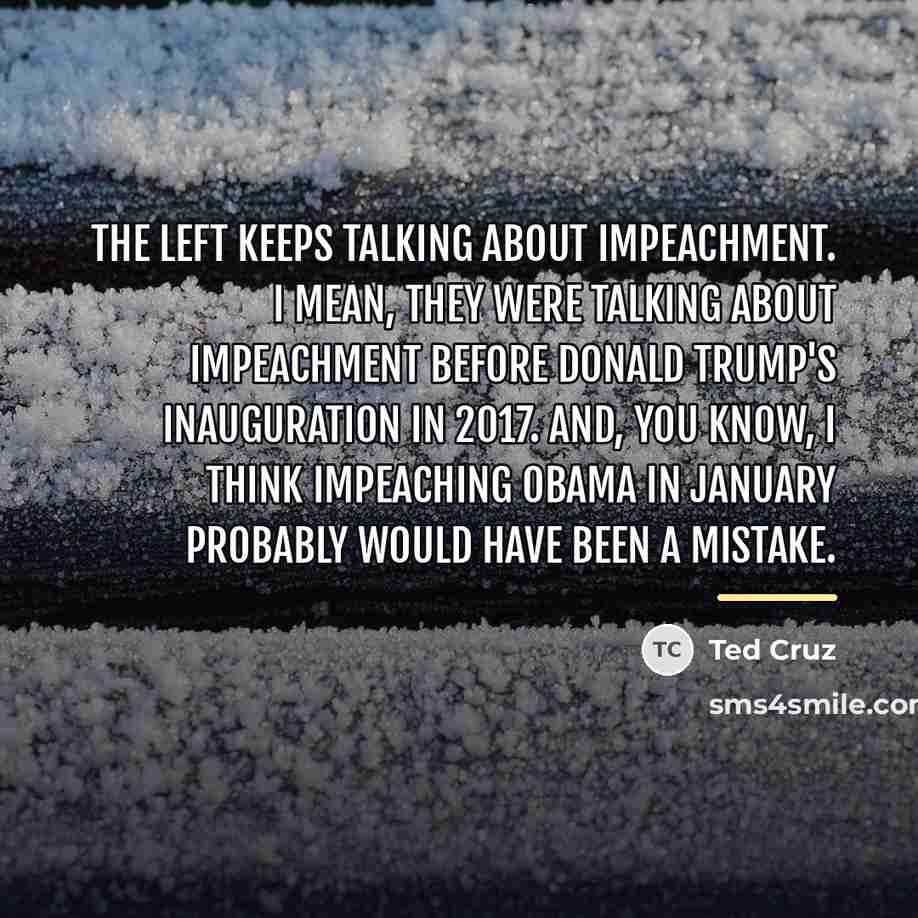 “The left keeps talking about impeachment. I mean, they were…” quote by Ted Cruz