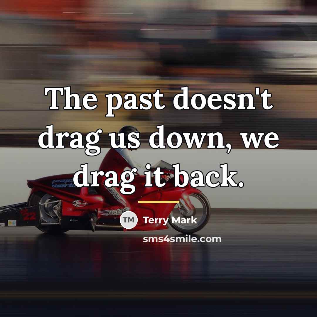 “The past doesn't drag us down, we drag it back.…” quote by Terry Mark
