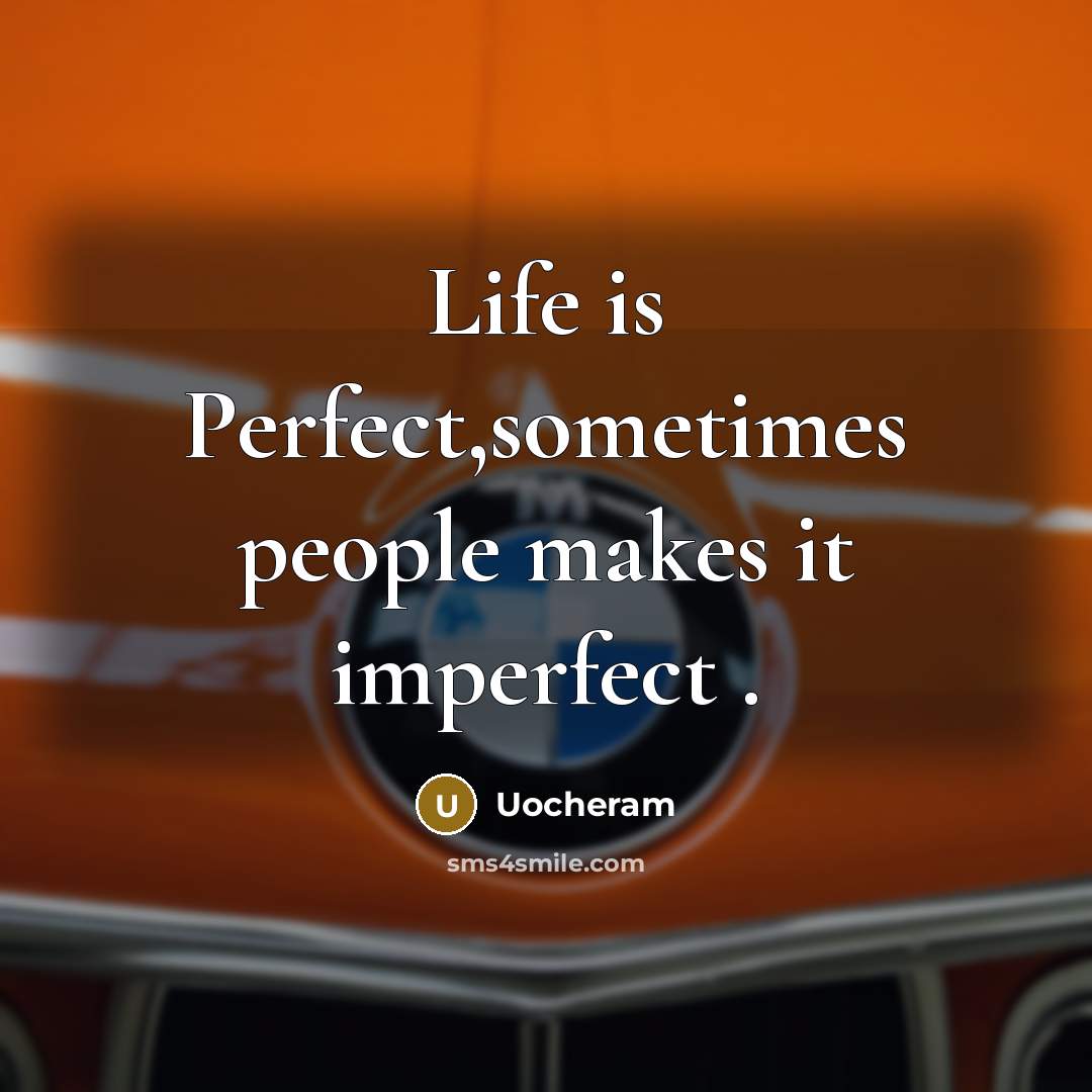 “Life is Perfect,sometimes people makes it imperfect .…” quote by Uocheram