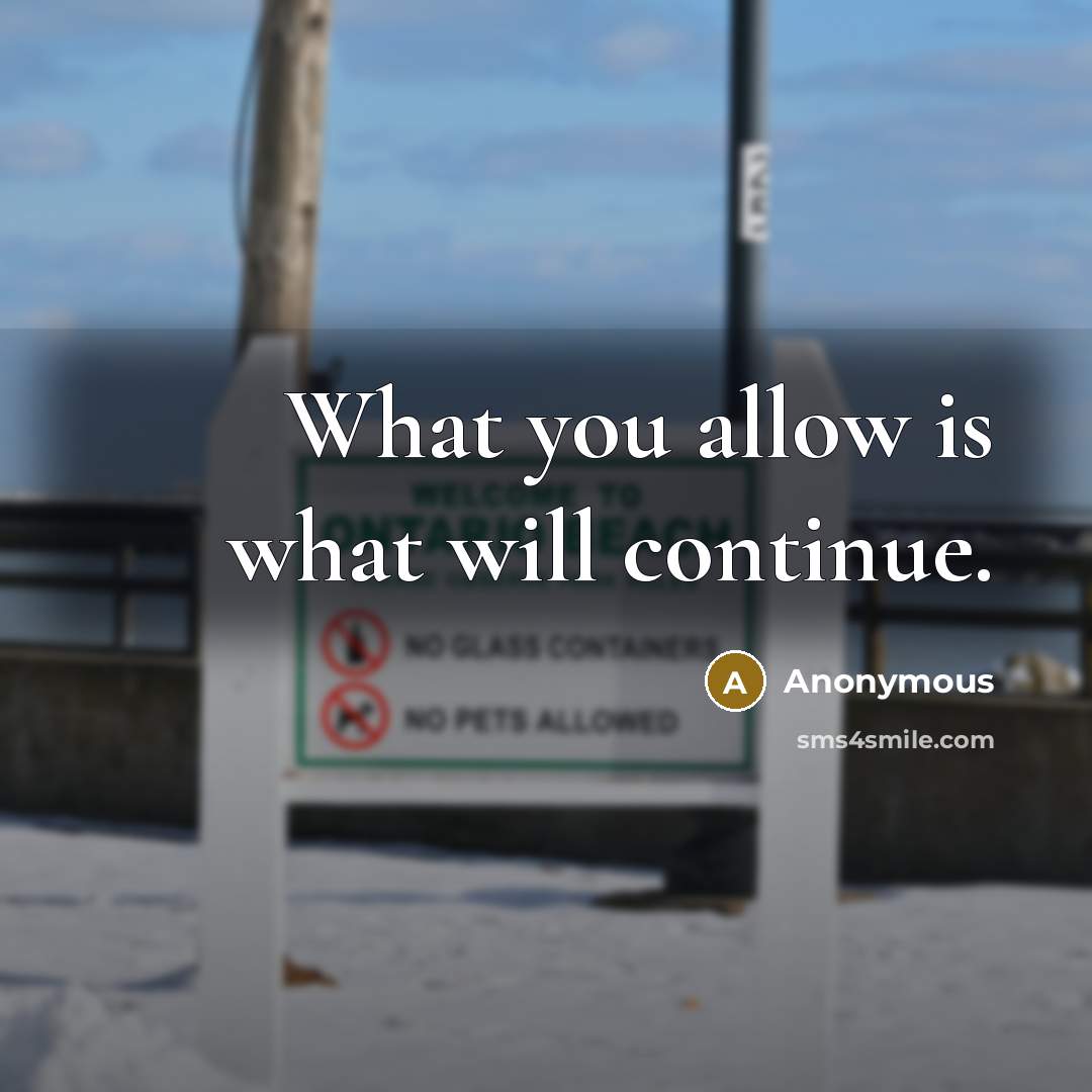 “What you allow is what will continue.” quote by Anonymous