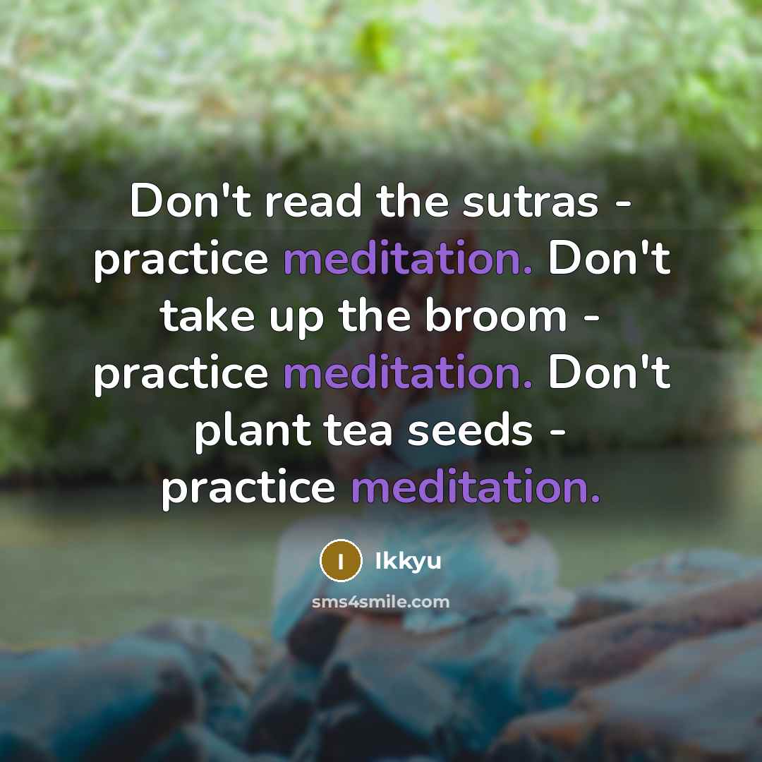 “Don't read the sutras - practice meditation. Don't take up…” quote by Ikkyu