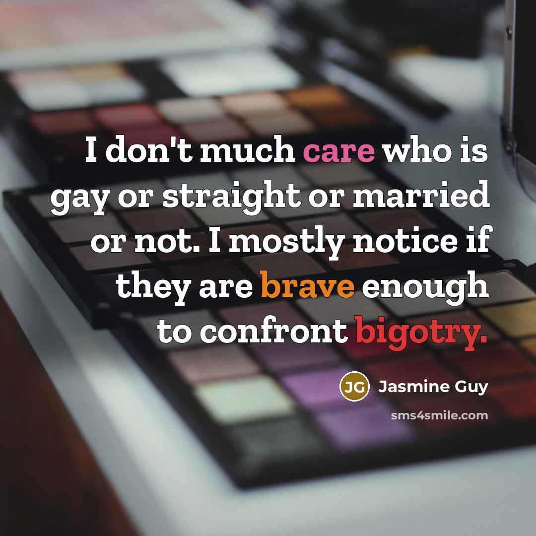 “I don't much care who is gay or straight or…” quote by Jasmine Guy