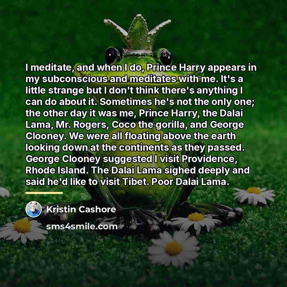 “I meditate, and when I do, Prince Harry appears in…” quote by Kristin Cashore