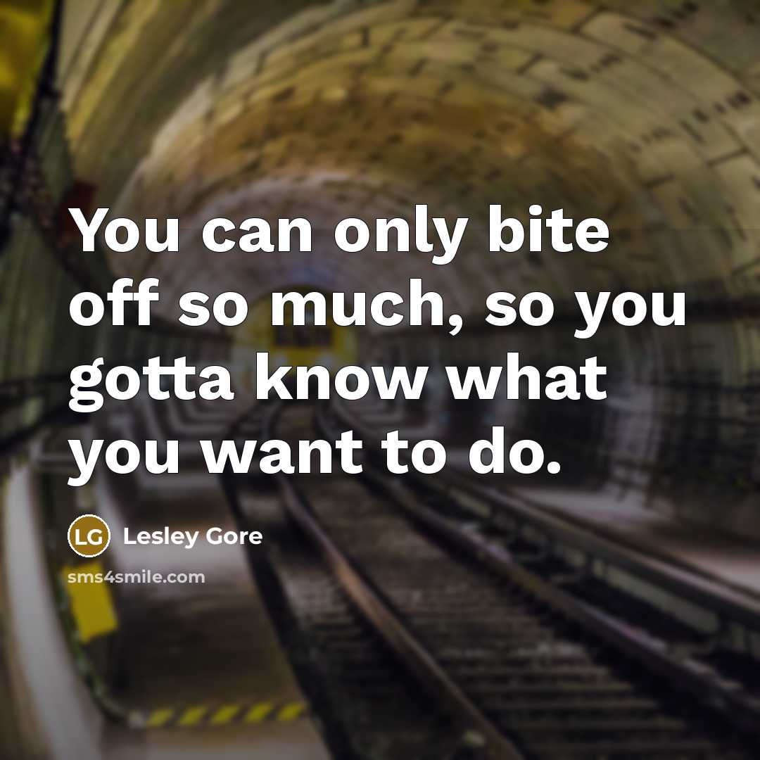 “You can only bite off so much, so you gotta…” quote by Lesley Gore