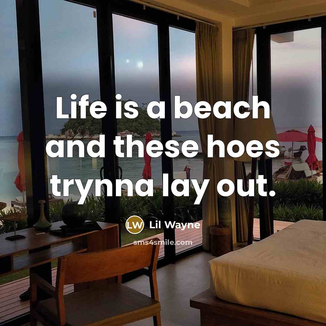 “Life is a beach and these hoes trynna lay out.” quote by Lil Wayne