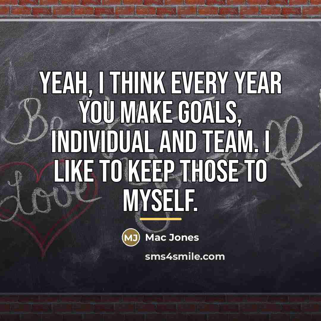 “Yeah, I think every year you make goals, individual and…” quote by Mac Jones