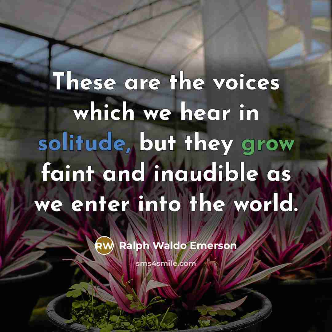 “These are the voices which we hear in solitude, but…” quote by Ralph Waldo Emerson