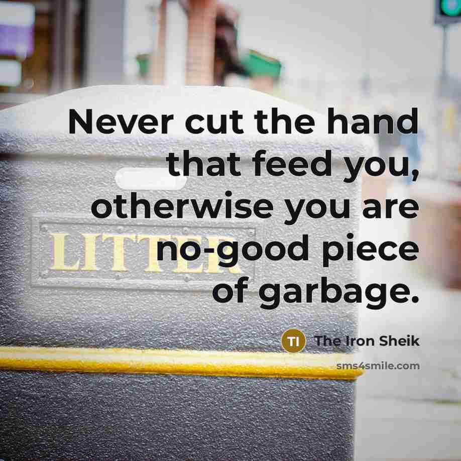 “Never cut the hand that feed you, otherwise you are…” quote by The Iron Sheik