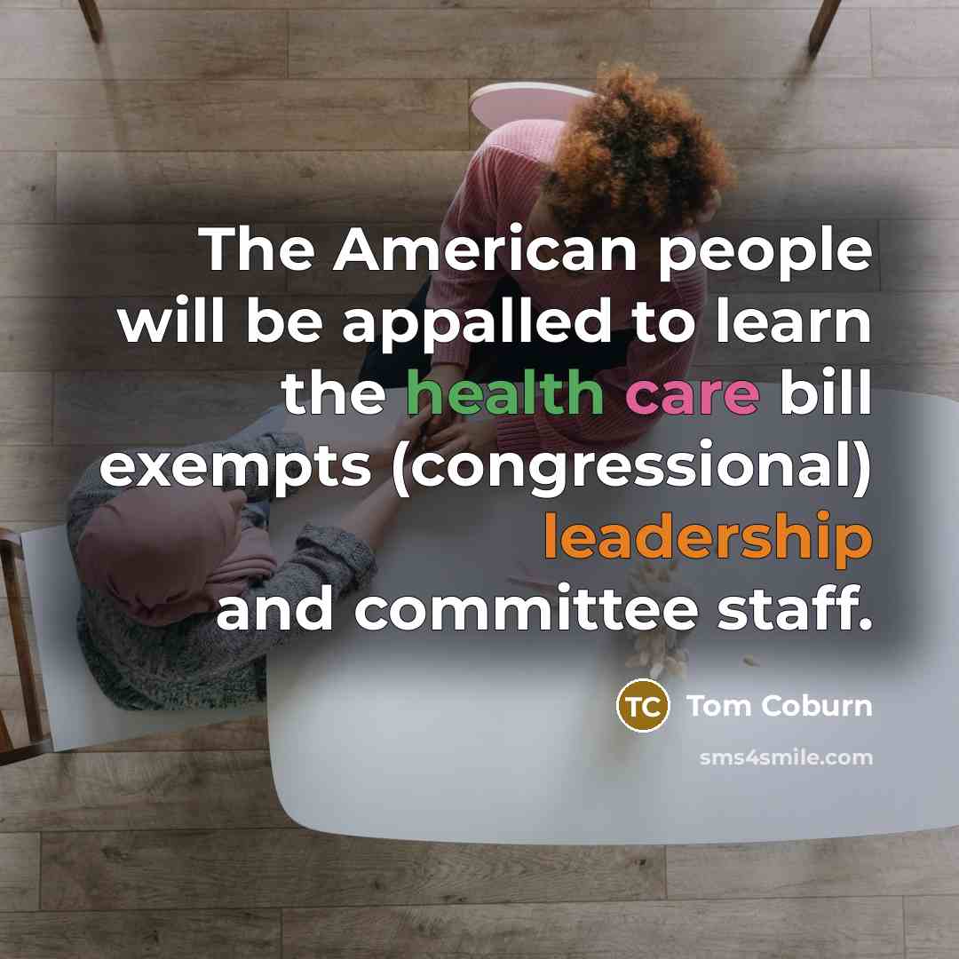 “The American people will be appalled to learn the health…” quote by Tom Coburn