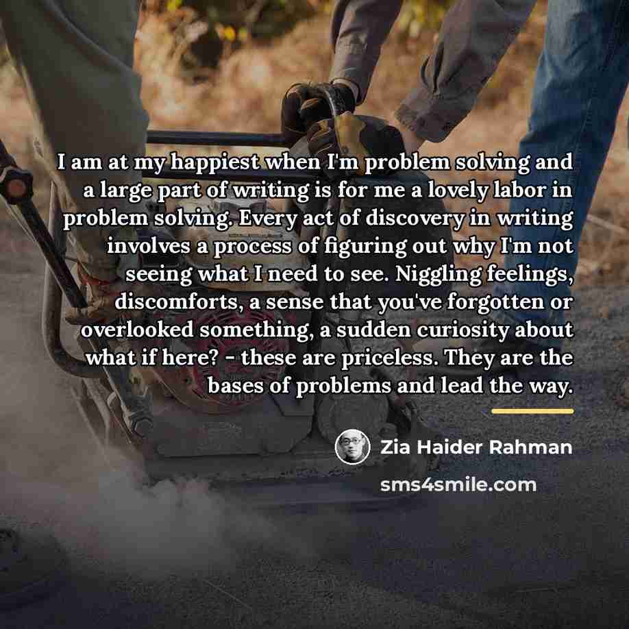 “I am at my happiest when I'm problem solving and…” quote by Zia Haider Rahman