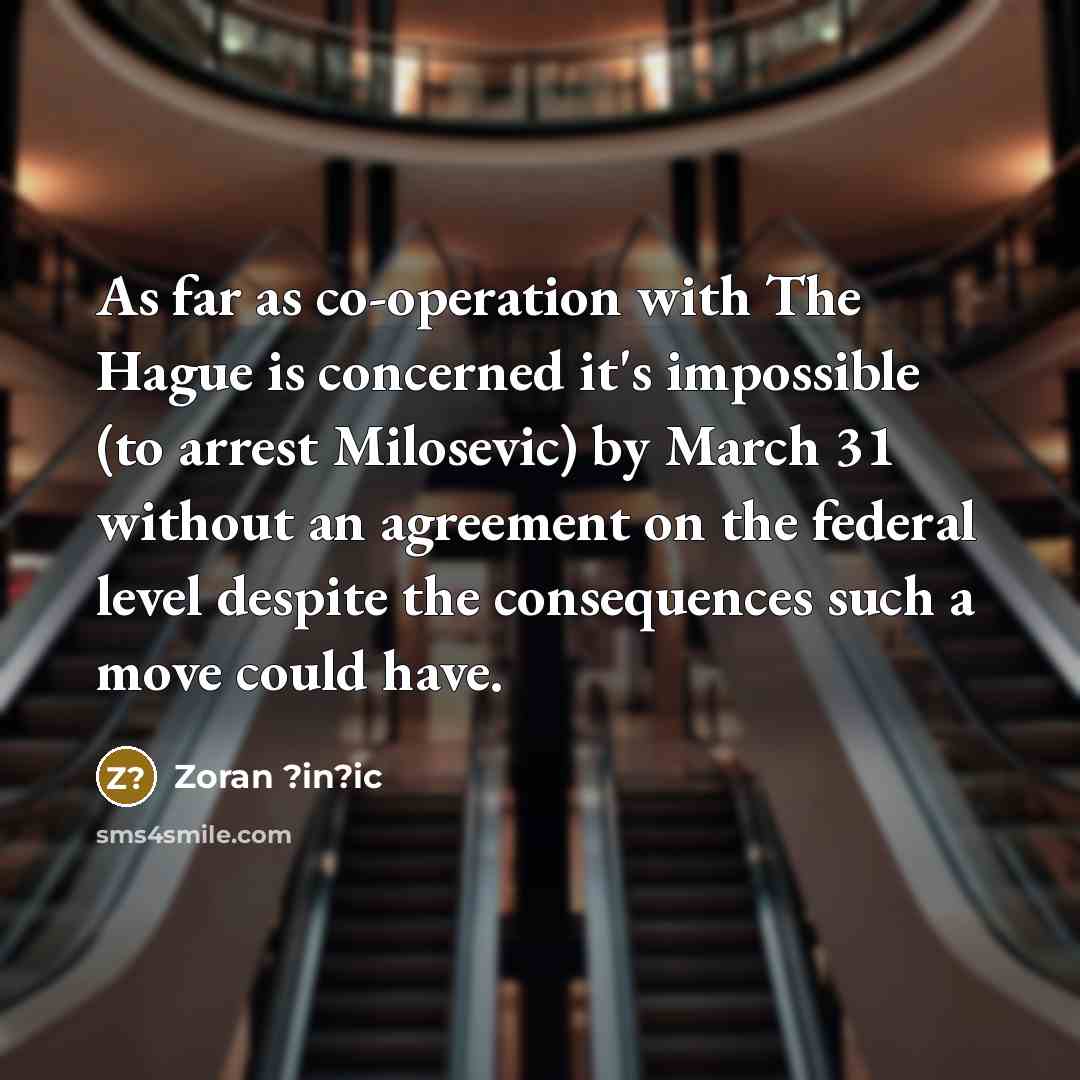 “As far as co-operation with The Hague is concerned it's…” quote by Zoran ?in?ic