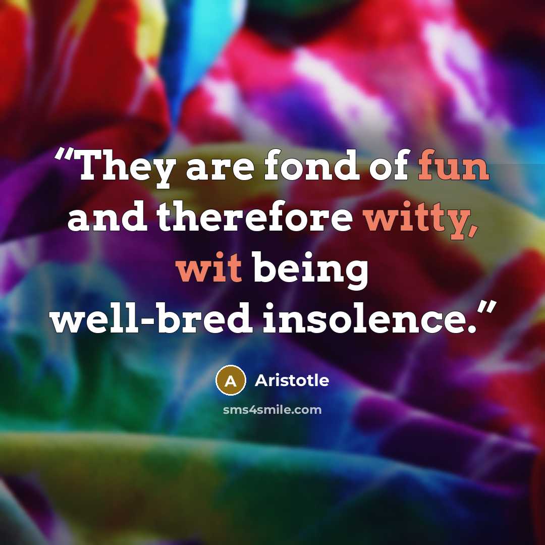 “They are fond of fun and therefore witty, wit being well-bred insolence.” quote by Aristotle
