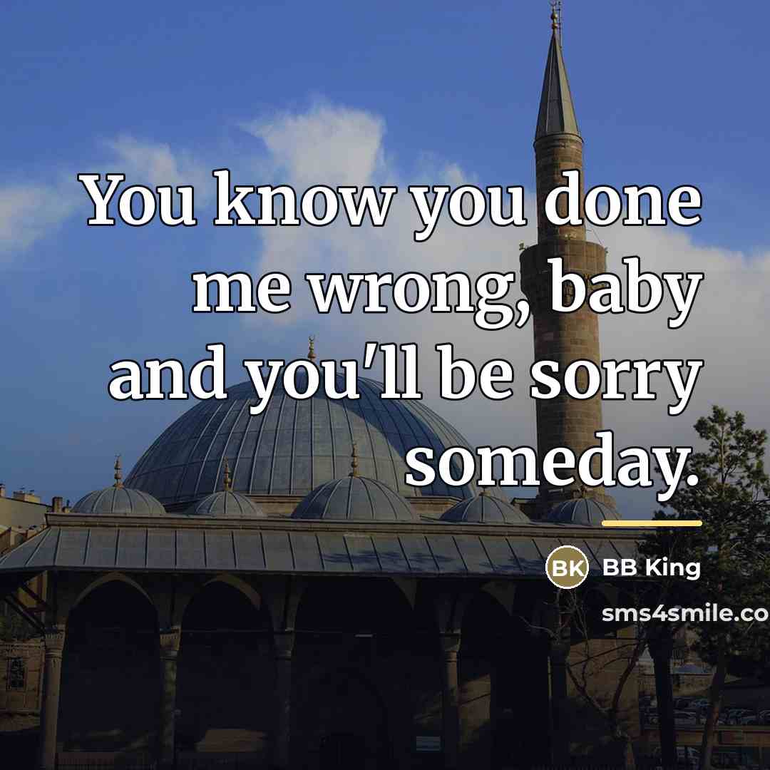 “You know you done me wrong, baby and you'll be…” quote by BB King
