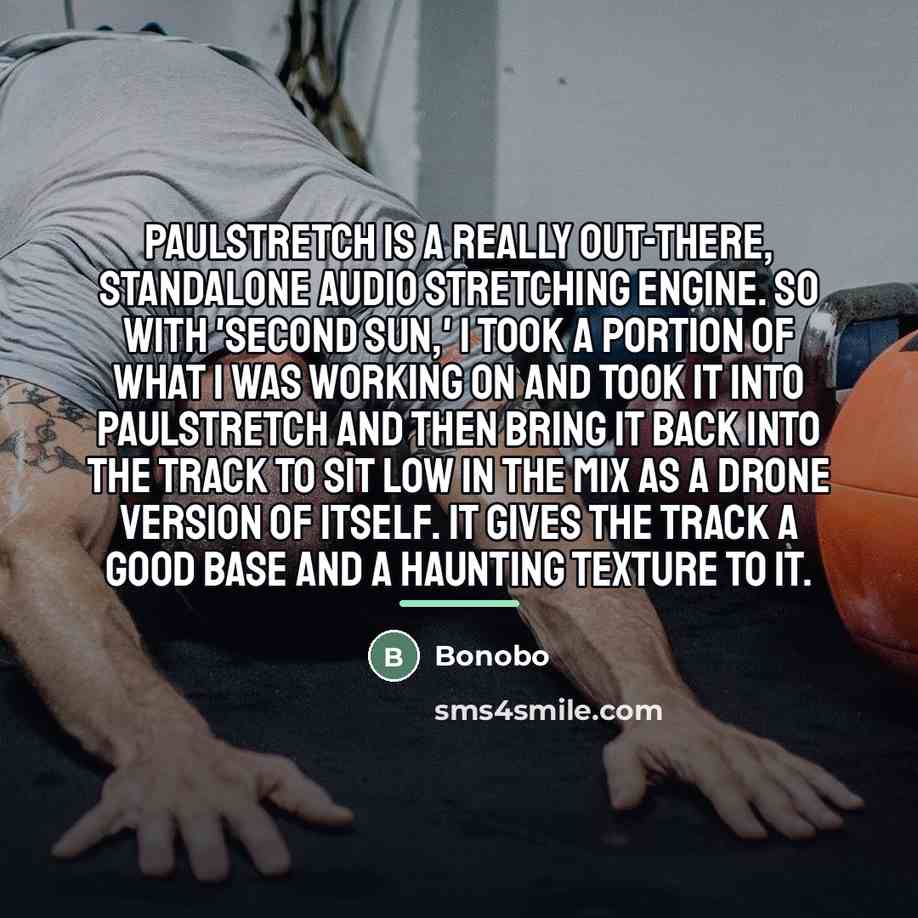 “PaulStretch is a really out-there, standalone audio stretching engine. So…” quote by Bonobo