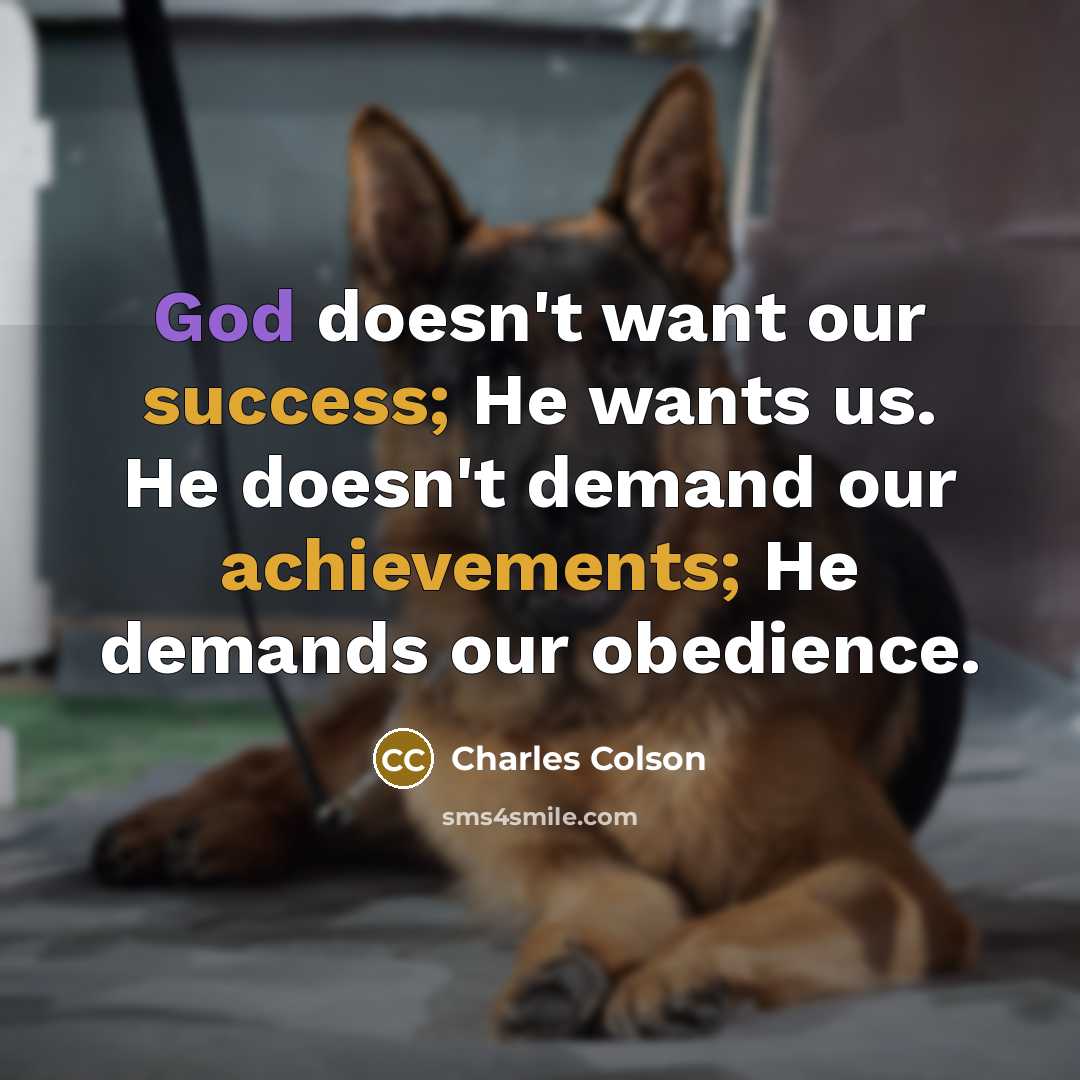 “God doesn't want our success; He wants us. He doesn't…” quote by Charles Colson