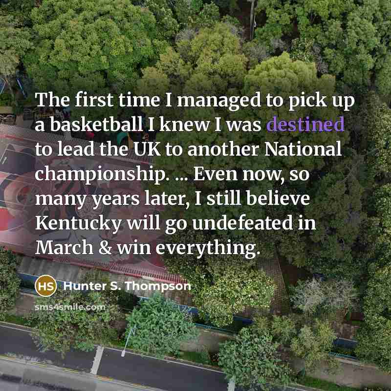 “The first time I managed to pick up a basketball…” quote by Hunter S. Thompson