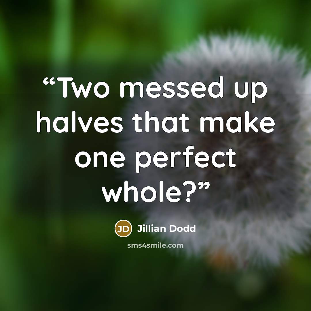 “Two messed up halves that make one perfect whole?” quote by Jillian Dodd