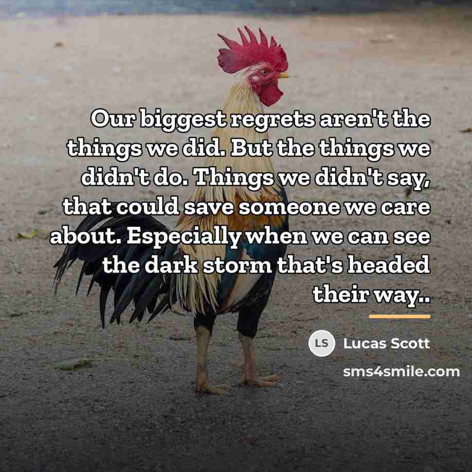 “Our biggest regrets aren't the things we did. But the…” quote by Lucas Scott