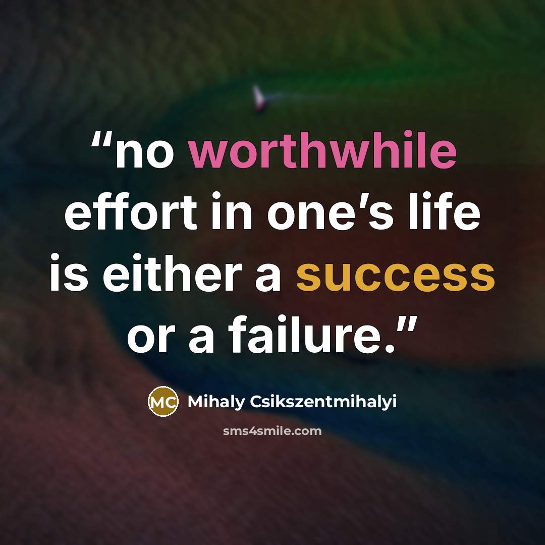 “no worthwhile effort in one’s life is either a success or a failure.” quote by Mihaly Csikszentmihalyi