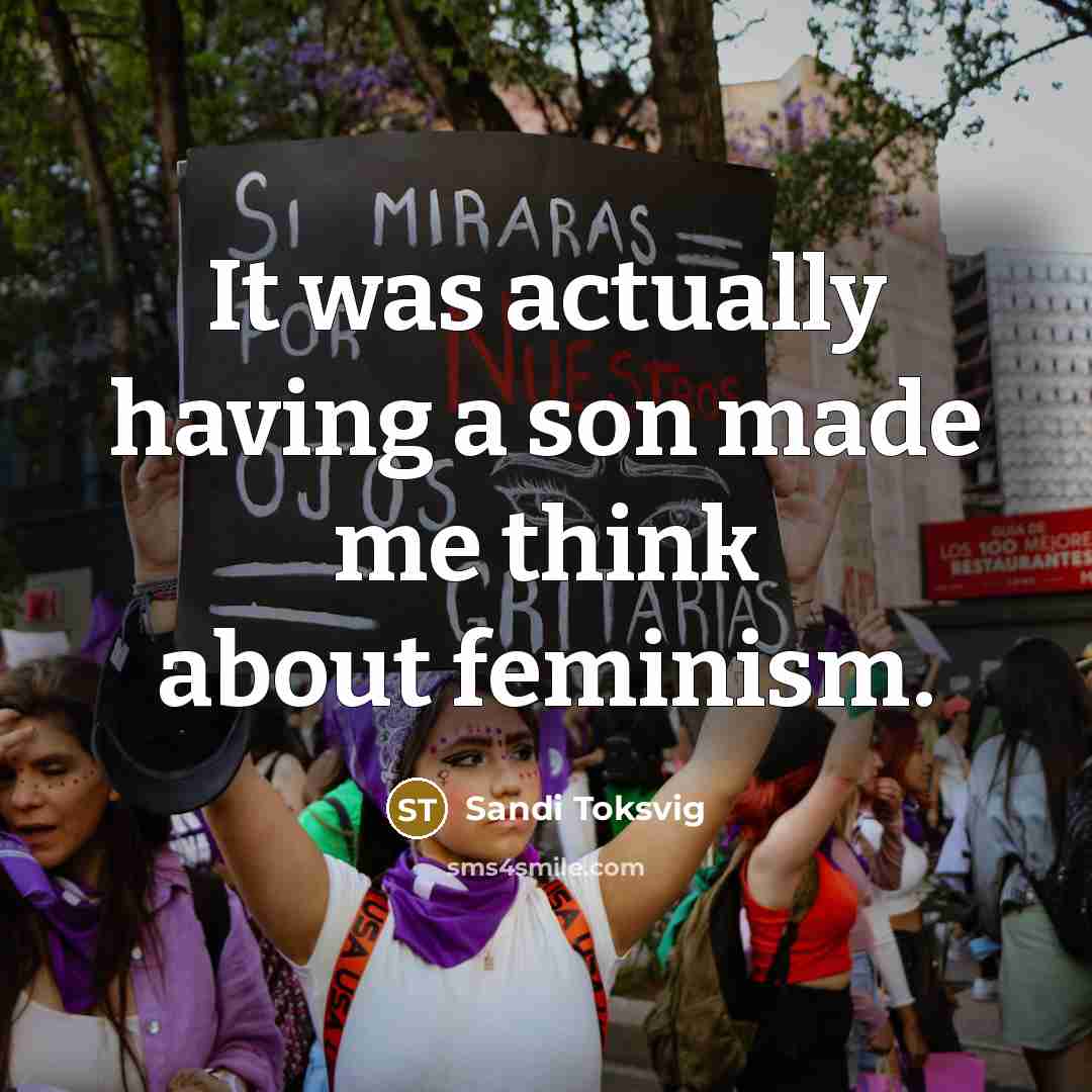 “It was actually having a son made me think about…” quote by Sandi Toksvig