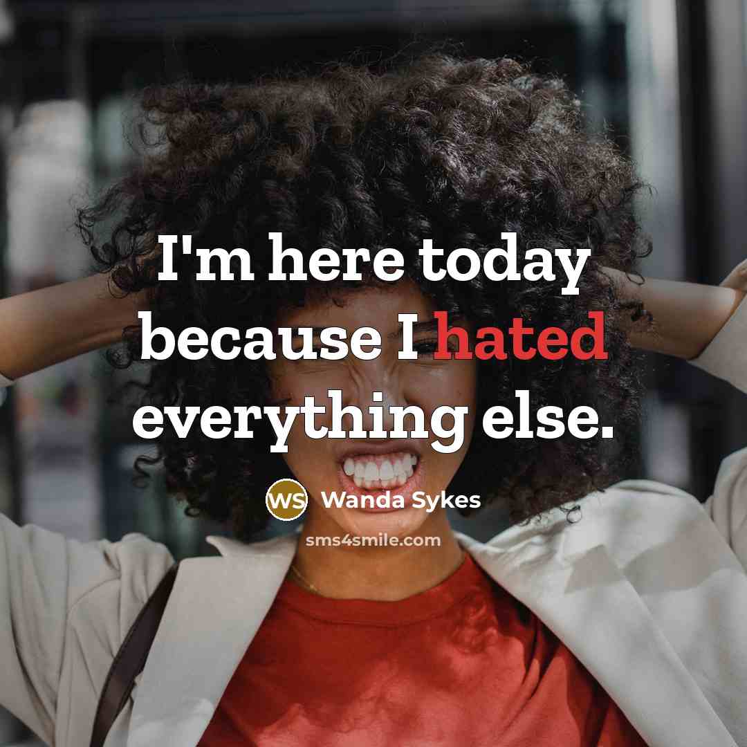 “I'm here today because I hated everything else.” quote by Wanda Sykes