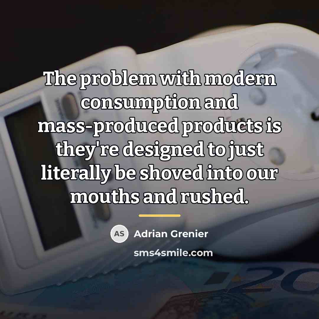 “The problem with modern consumption and mass-produced products is they're…” quote by Adrian Grenier