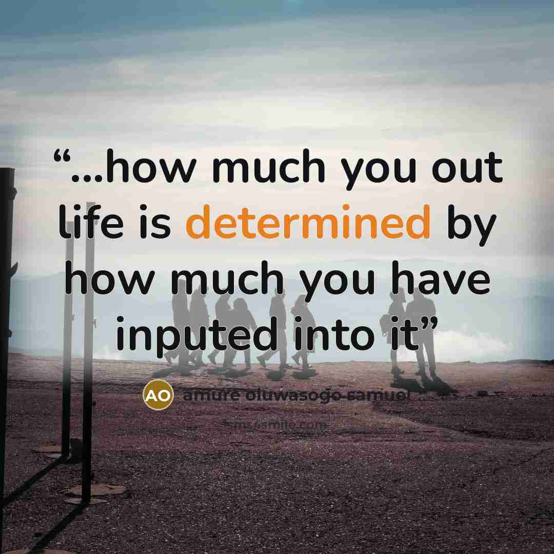 “...how much you out life is determined by how much you have inputed into it” quote by amure oluwasogo samuel