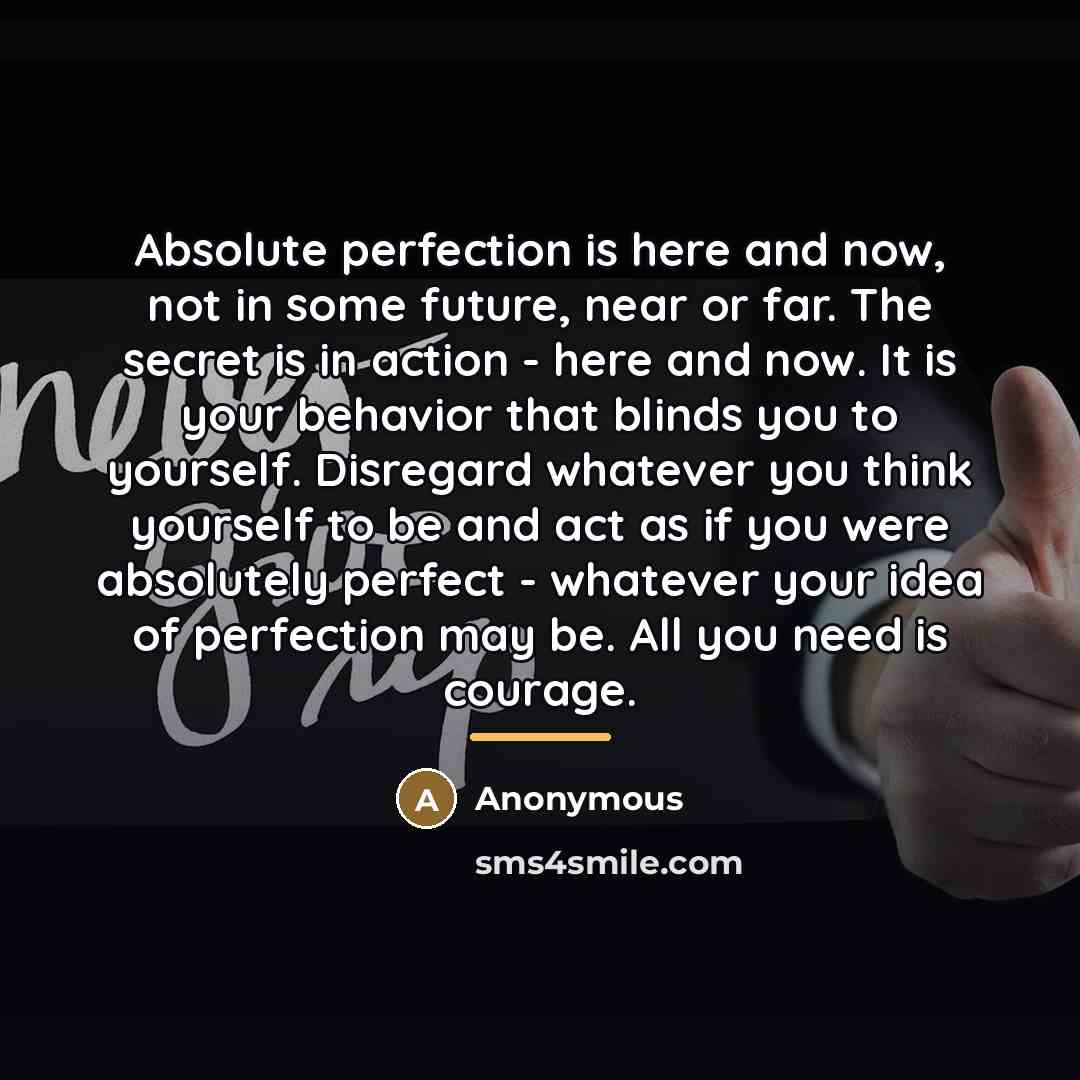 “Absolute perfection is here and now, not in some future,…” quote by Anonymous