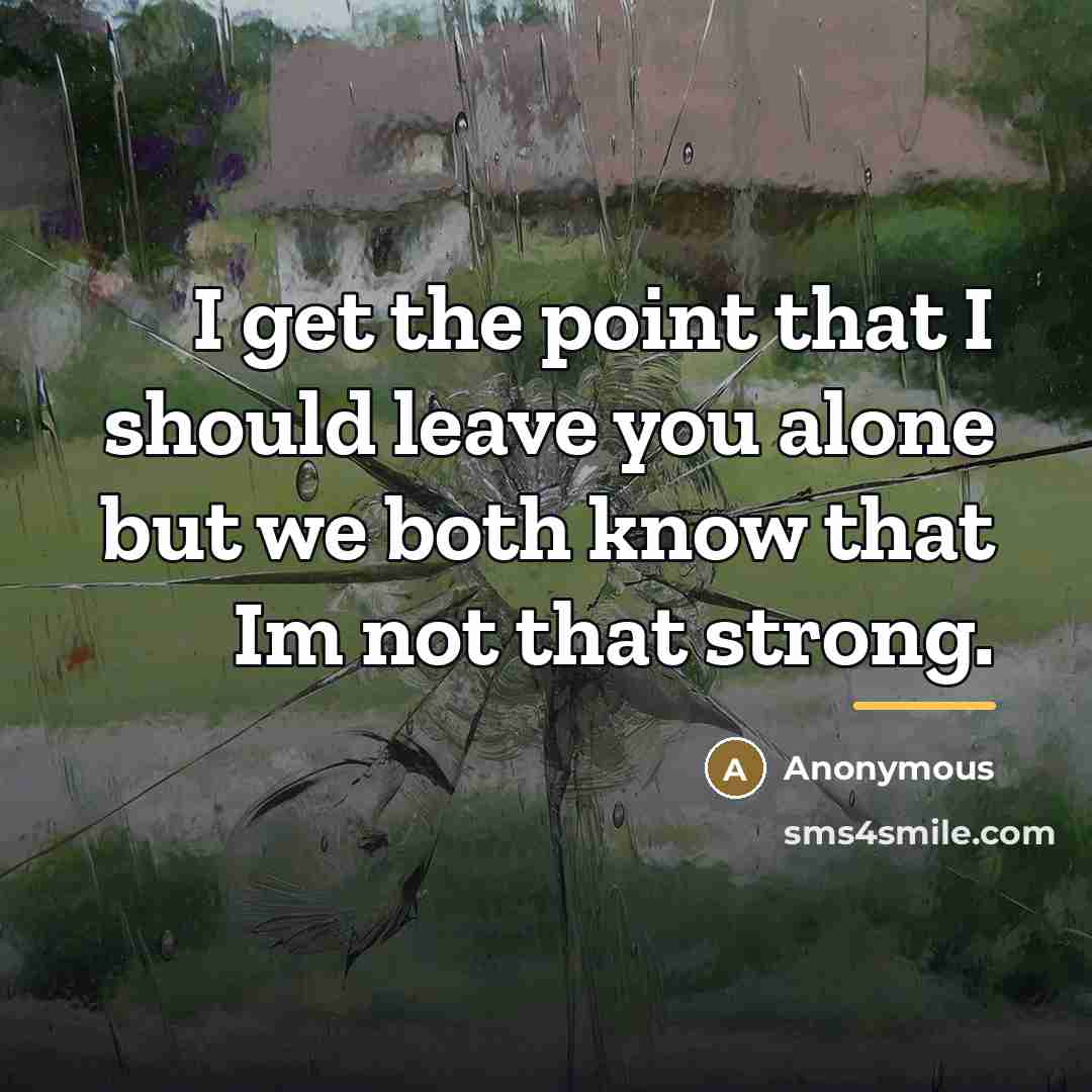 “I get the point that I should leave you alone…” quote by Anonymous