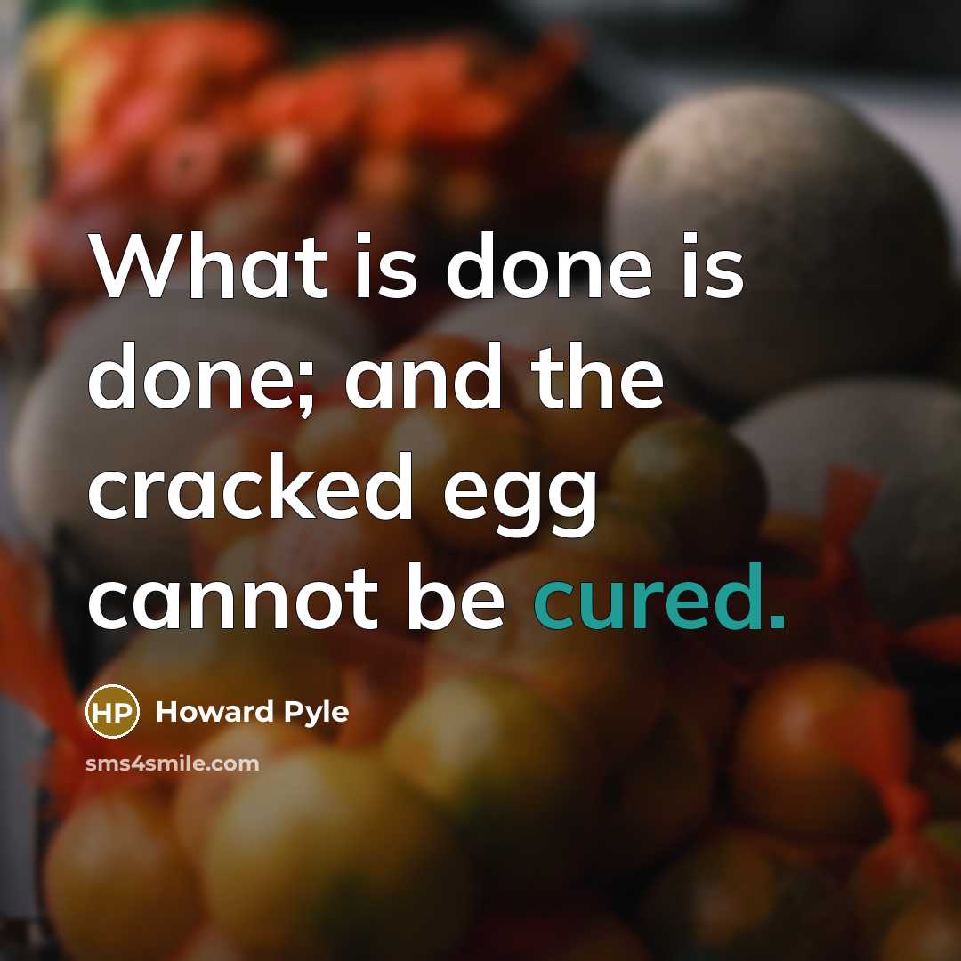 “What is done is done; and the cracked egg cannot be cured.” quote by Howard Pyle