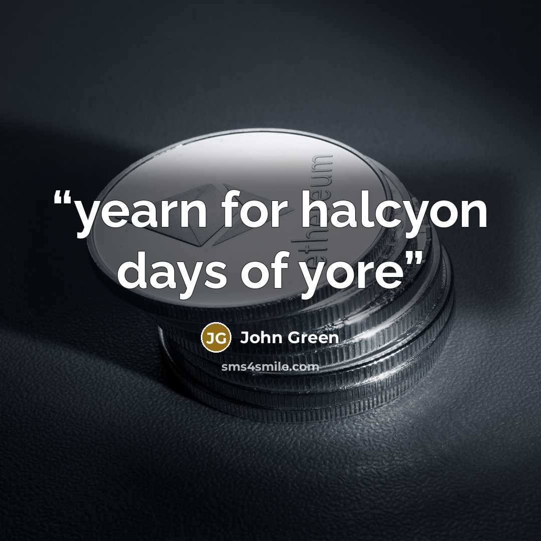 “yearn for halcyon days of yore” quote by John Green