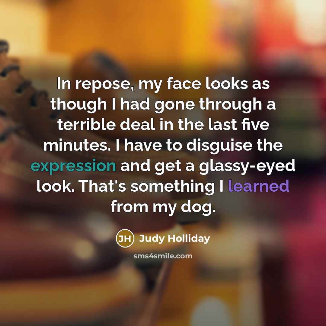 “In repose, my face looks as though I had gone…” quote by Judy Holliday