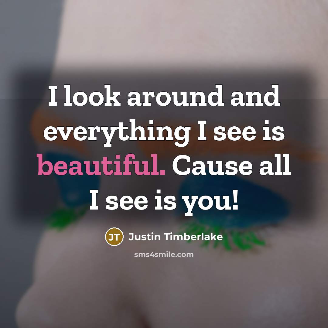 “I look around and everything I see is beautiful. Cause…” quote by Justin Timberlake