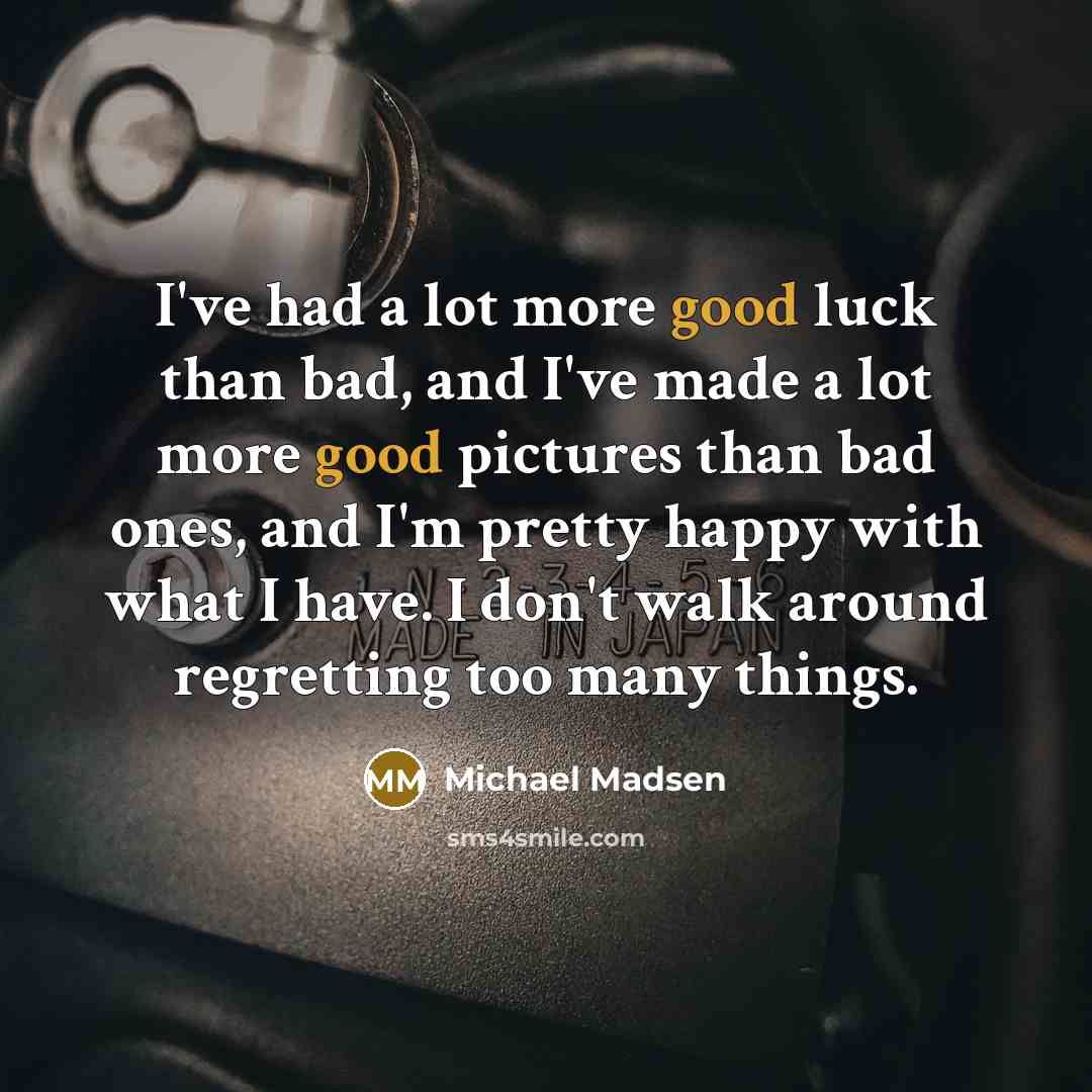 “I've had a lot more good luck than bad, and…” quote by Michael Madsen