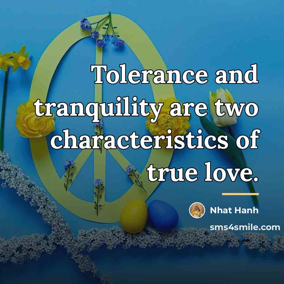 “Tolerance and tranquility are two characteristics of true love.…” quote by Nhat Hanh