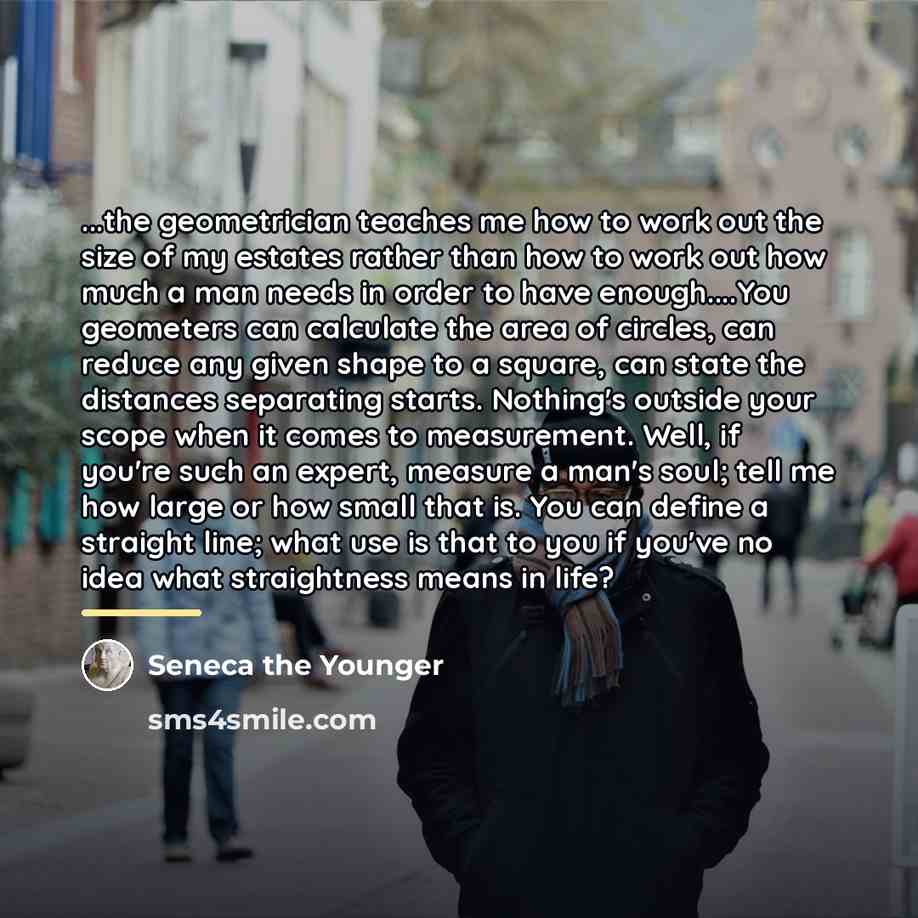 “...the geometrician teaches me how to work out the size…” quote by Seneca the Younger