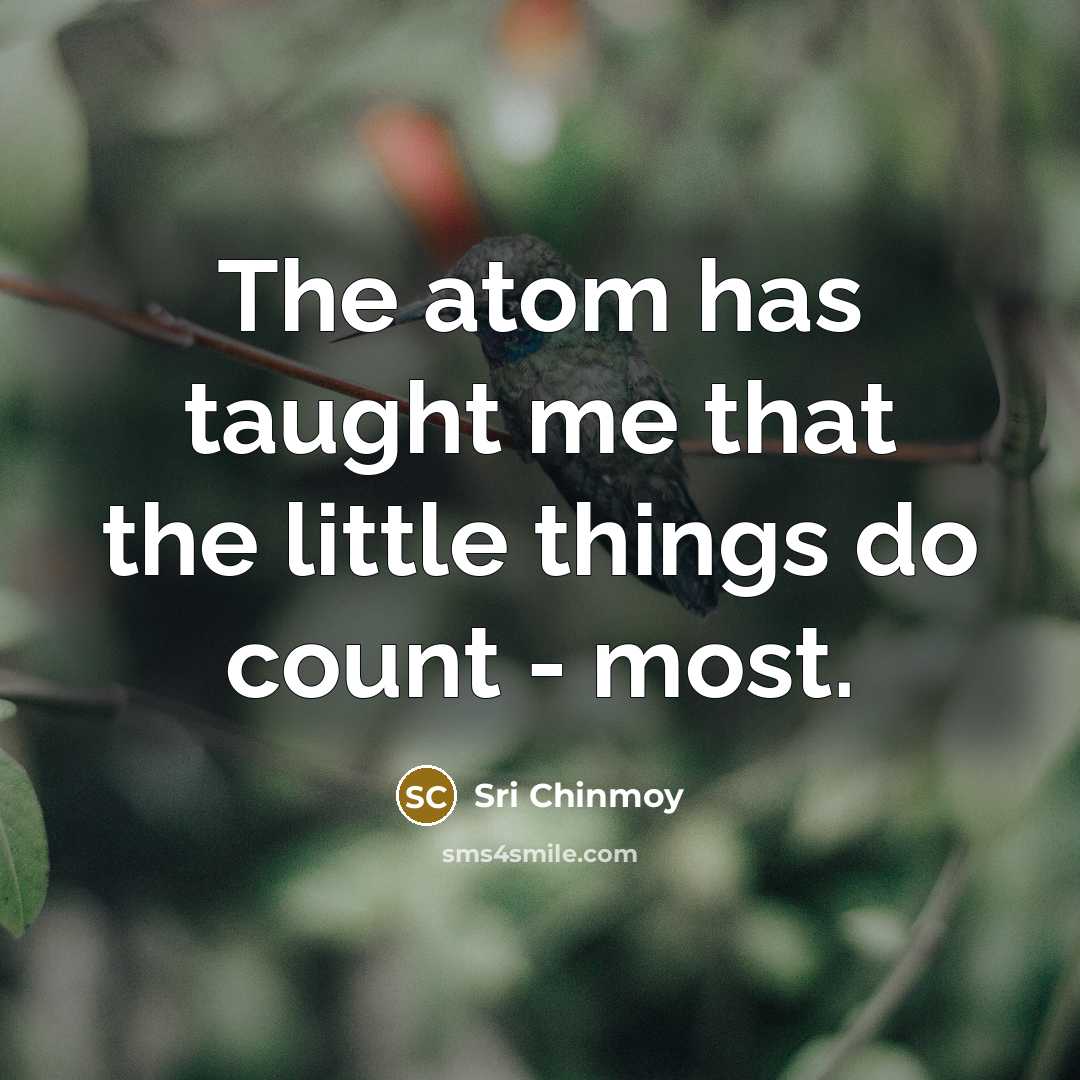 “The atom has taught me that the little things do…” quote by Sri Chinmoy