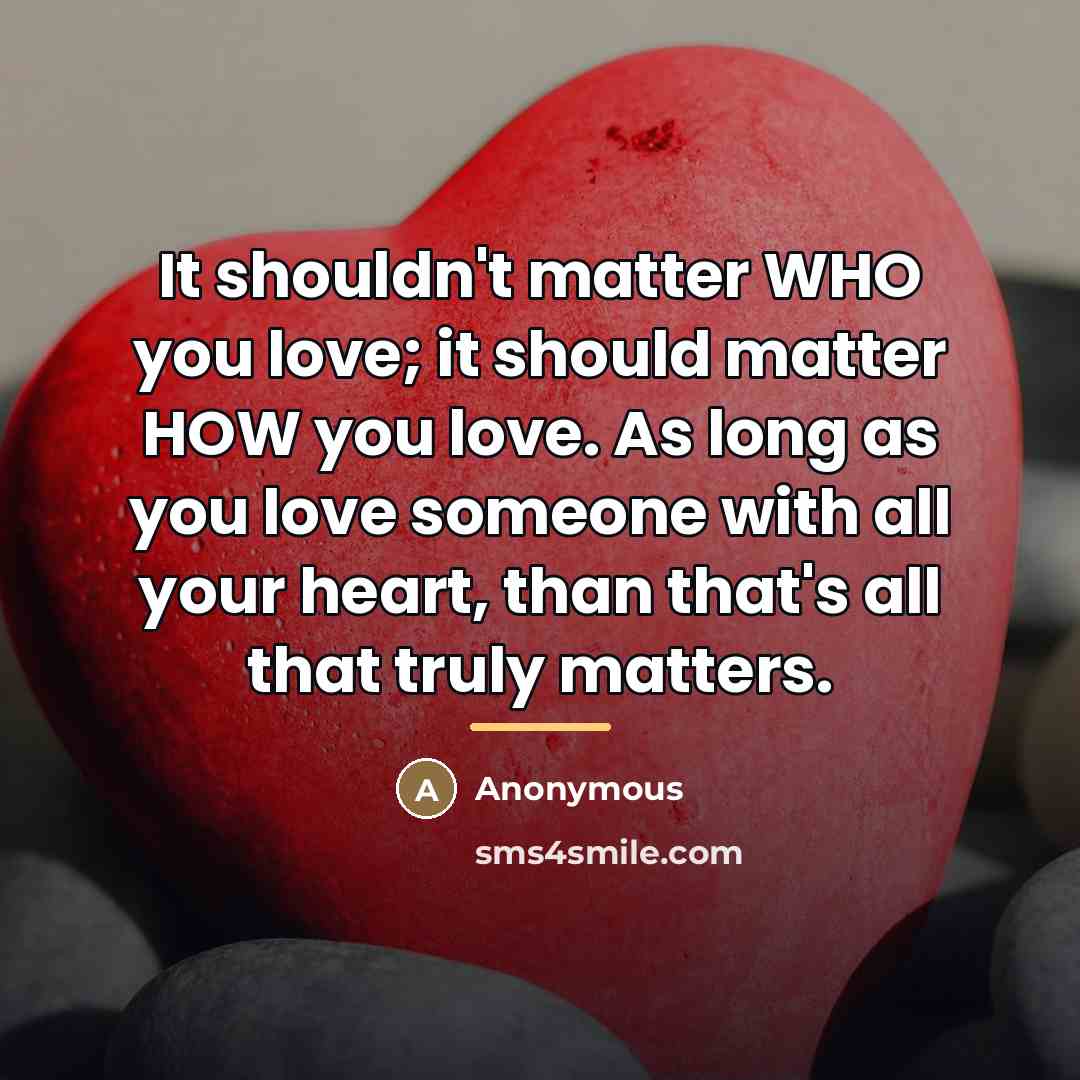 “It shouldn't matter WHO you love; it should matter HOW…” quote by Anonymous