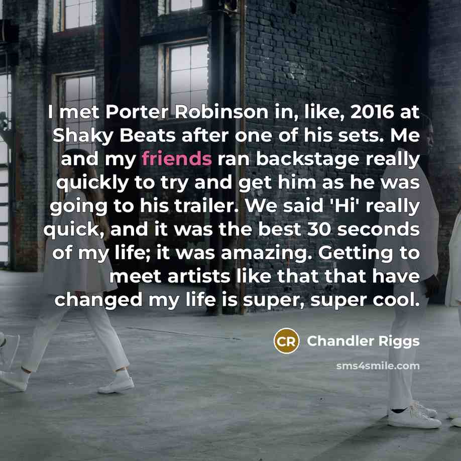 “I met Porter Robinson in, like, 2016 at Shaky Beats…” quote by Chandler Riggs