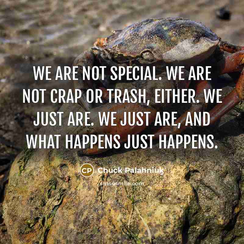 “We are not special. We are not crap or trash,…” quote by Chuck Palahniuk