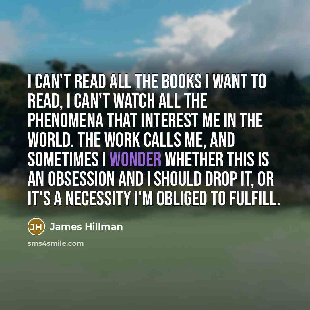 “I can't read all the books I want to read,…” quote by James Hillman