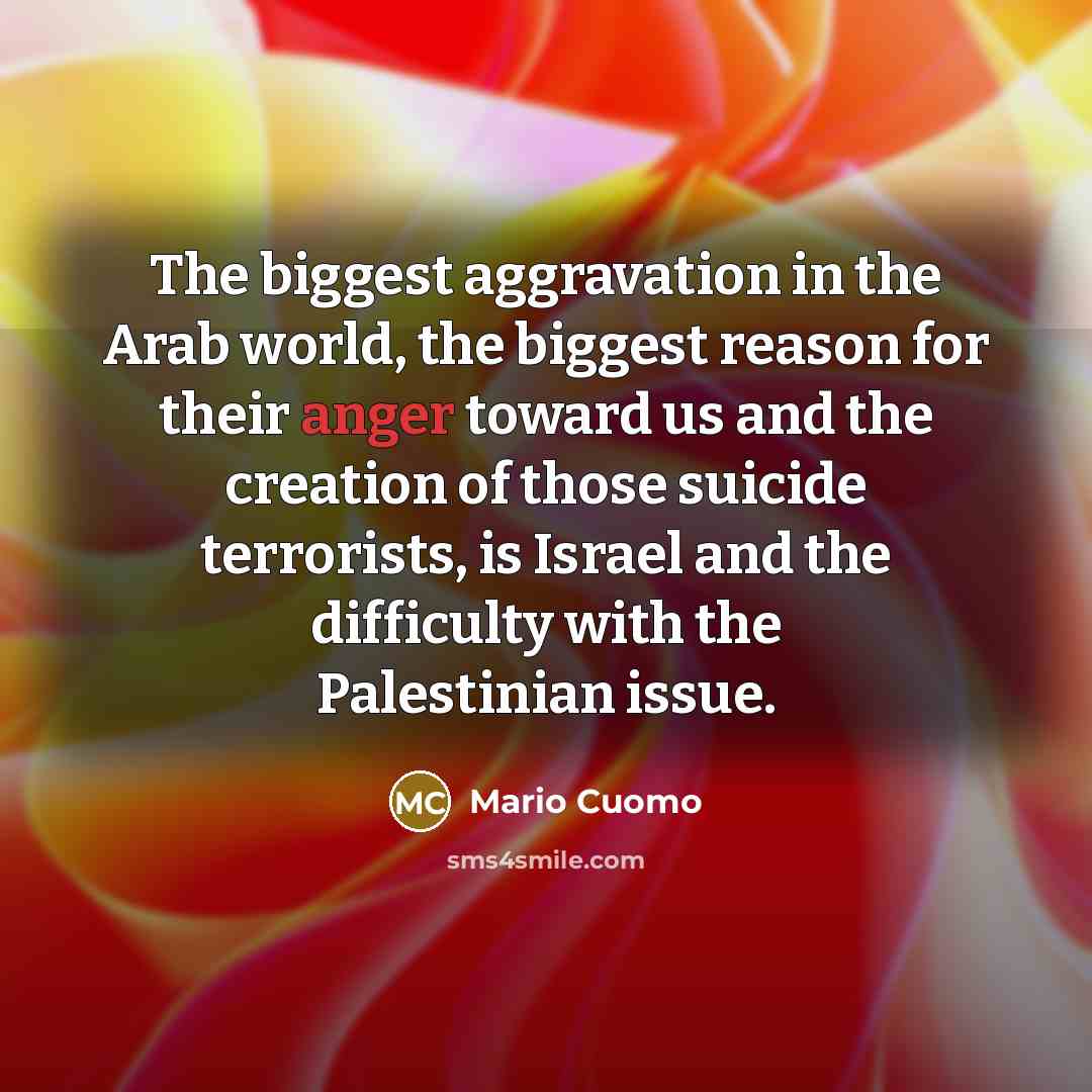 “The biggest aggravation in the Arab world, the biggest reason…” quote by Mario Cuomo